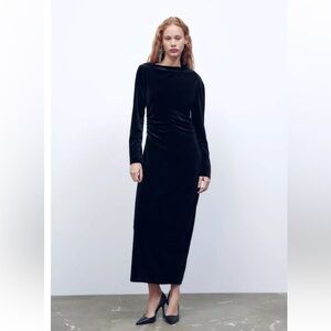ZARA DRAPED VELVET DRESS‎ Maxi size XS